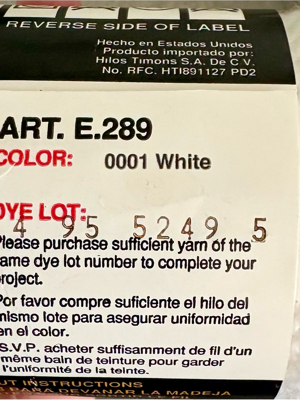Vintage Red Heart Sport Yarn - White (5 Skeins) - Picture 2 of 2